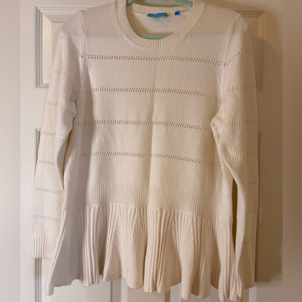 Draper James Cream Peplum Sweater - Plus